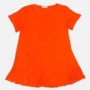 Orange Short Sleeve Flowy Tunic Shirt